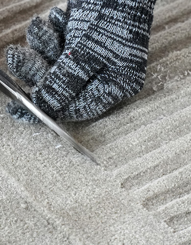 Détail de la sculpture de texture sur tapis touffeté personnalisé