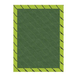 Tapis touffeté à blocs de couleurs audacieuses avec un centre vert forêt entouré d'une bordure vert citron vif.