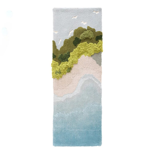 Tapis de couloir mousse bleu clair personnalisé