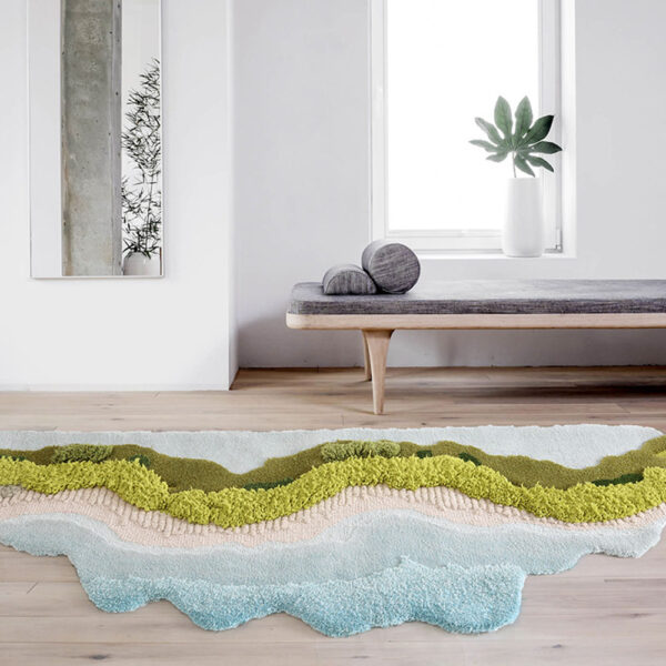 Tapis mousse bleu clair personnalisé de forme organique – Image 2