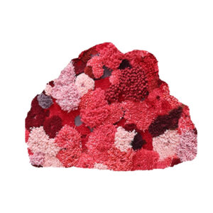 Petit tapis mousse rouge de forme organique