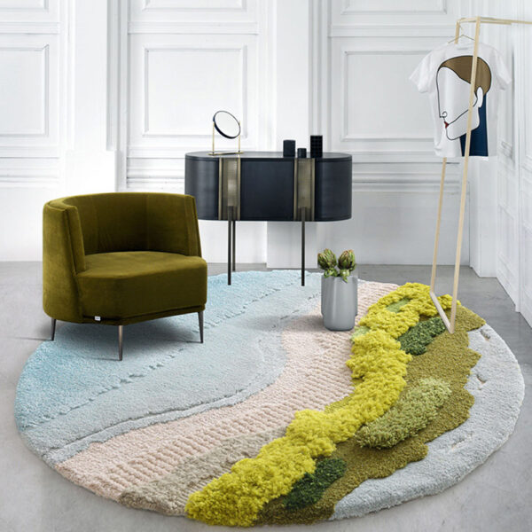 Tapis mousse rond bleu clair personnalisé – Image 5