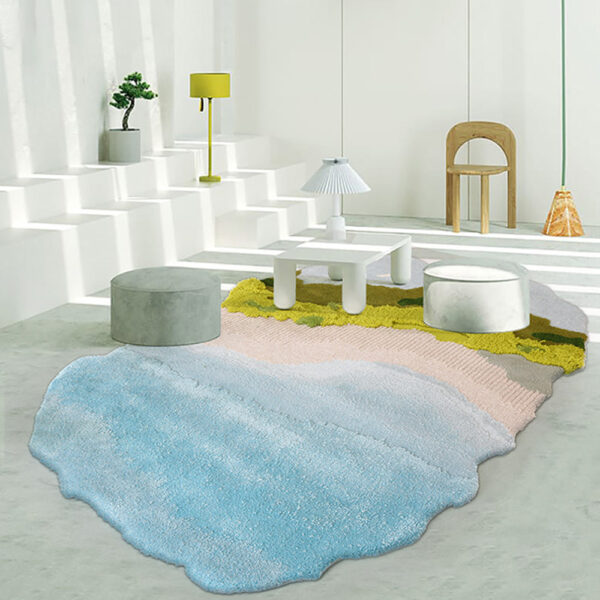 Tapis mousse ovale bleu clair personnalisé – Image 7