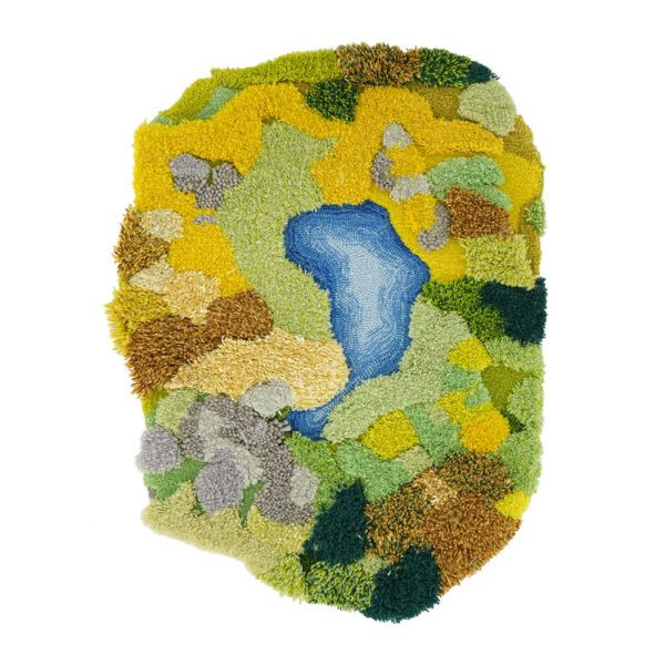 Tapis mousse vert personnalisé prairie et lac