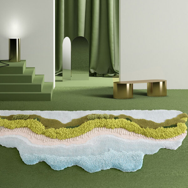 Tapis mousse bleu clair personnalisé de forme organique – Image 3